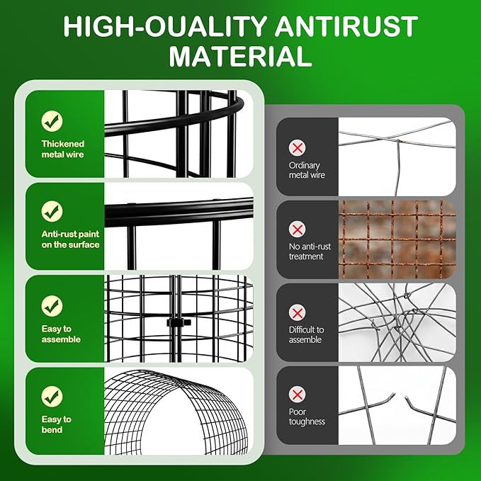 10 Pack Plant Protector from Animals, (12'' x 12'') Wire Mesh Plant Cages for Garden – Sturdy Metal Plant Protectors to Keep Rabbits, Squirrels, and Animals Out– Ideal for Flowers, Outdoor Plants