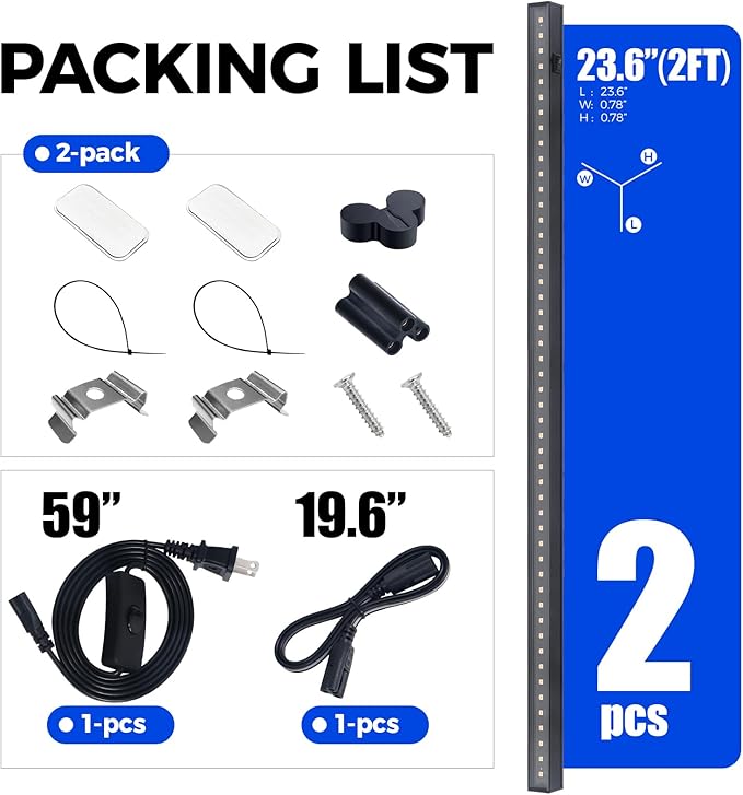 Barrina T5 Grow Lights for Indoor Plants, 2FT 20W (2 x 10W), Black Cover Plant Growing Lamp with Magnetic Installation, Full Spectrum Grow Light Strip with Separate Switch, Linkable, Yellow, 2 Packs