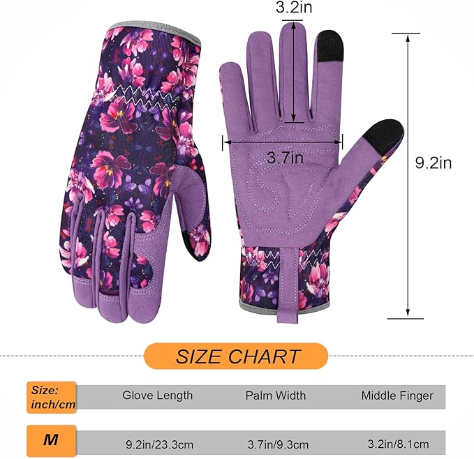 Leather Gardening Gloves for Women Thorn Proof Garden Gloves Touch Screen Working Gloves Gifts,M
