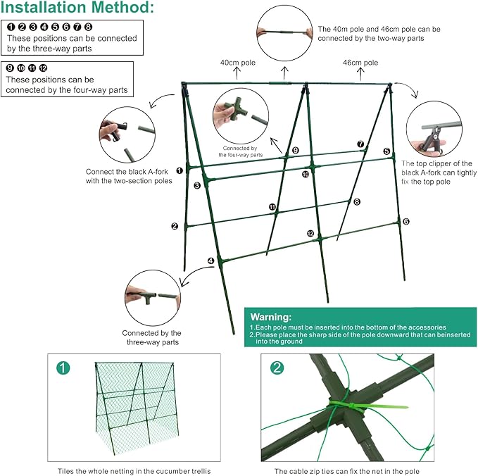 3 Packs Cucumber Trellis for Raised Bed, 50" x 33" A-Shape Garden Trellis for Climbing Plants, Outdoor Metal Arch Vegetable Plant Support for Tomato, Cucumber, Pea, Zucchini & Vine Plants