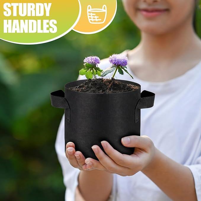 Nuanchu 36 Packs Grow Bags Bulk Aeration Fabric Pot with Handles Thickened Nonwoven Garden Bags to Healthy Root Growth Vegetables Heavy Duty Grow Pots Planting Planter for Flower Fruits (1 Gallon)