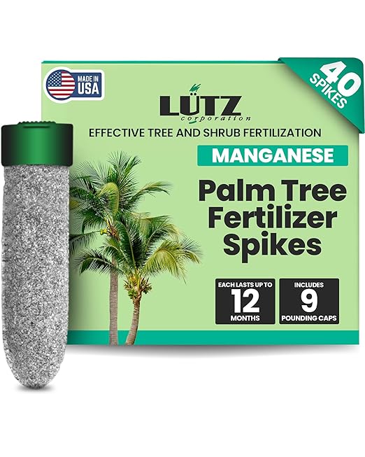 Manganese Palm Tree Fertilizer Spikes, 40 Pack - Fertilizer Sticks & Plant Food Spikes for Palm Trees & Ferns - Contains 16% Sulfur, Manganese, Nitrogen, and Essential Nutrients
