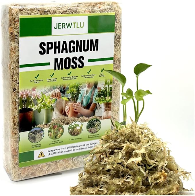 Natural Long Fiber Sphagnum Moss 82QT for Orchid Potting Mix,and Moss Pole for Plants Indoor.Ideal for Propagating Plants,Maintaining Humidity for Reptiles, Isopods in Paludarium, Aquascape (1.5 lb)