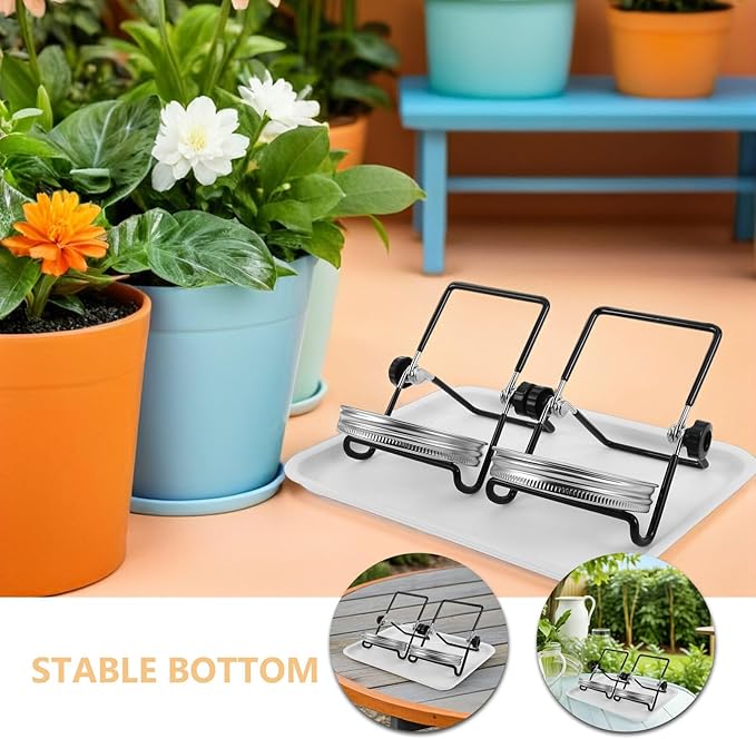 Sosoport 2 Sets Stainless Steel Sprouting Mesh Kit for Wide Mouth Mason Jars with Stand and Tray, Seed Germination Lid Set for Kitchen Sprouts Growing, Metal Screen Sprout Accessories