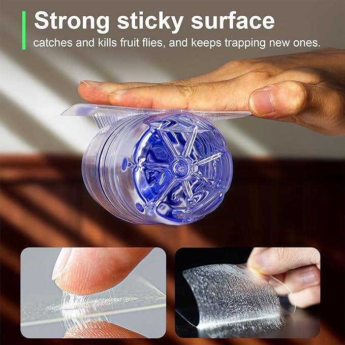 Fruit Fly Trap Covers, Double-Sided Sticky Adhesive Cards for Gnats, Fruit Flies, Moths, Kitchen Insect Control (50 Pcs)
