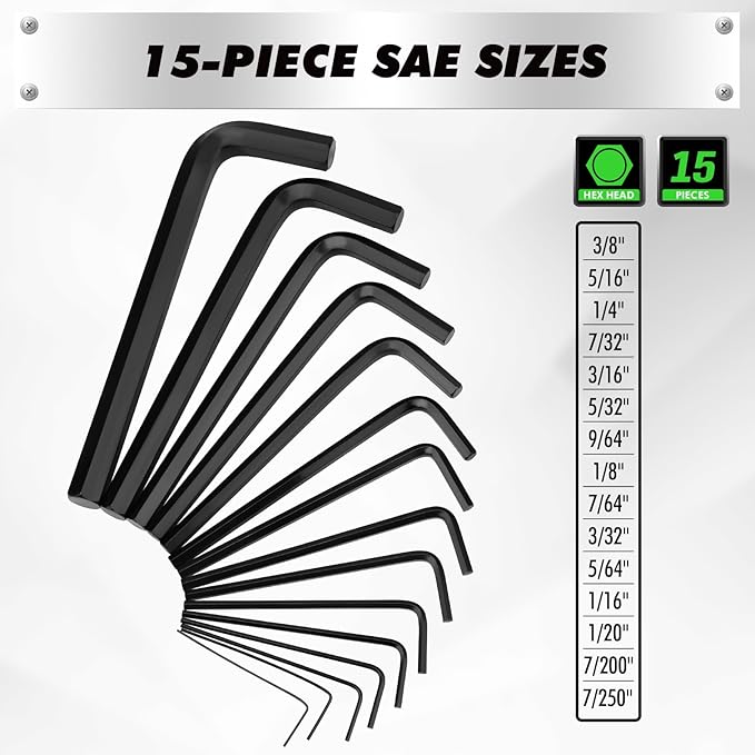 41-Piece Hex Key Allen Wrench Set, Allen Key with Ergonomic Torque Handle, SAE(0.028"-3/8"), Metric(0.7mm-10mm), Torx(T9-T50), Heat Treated Cr-V Steel Wrench Set for Bicycles with 3-Layer Storage Case