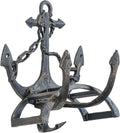 MyGift Brown Heavy Duty Cast Iron Outdoor Garden Hose Hanger Wall Mounted Water Hose Holder Reel with Vintage Scrollwork Design (Ship Anchor)