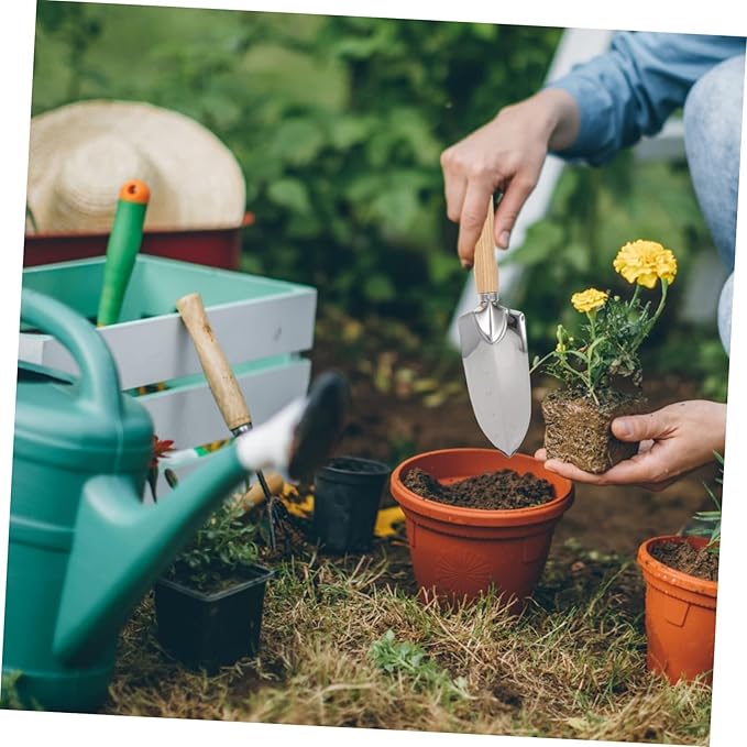 Garden Tool Set 5Pcs Gardening Hand Tools Stainless Steel Trowel and Cultivator with Handle Gardening Kit