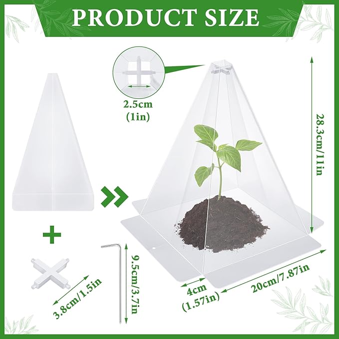 Garden Cloches for Plants, 20 Pack Plastic Small Plant Seedling Protector, Reusable Clear Bell Covers with 40pcs Metal Stakes, Mini Greenhouse Against Sun, Frost, Snails, Birds, 7.8" x 11"