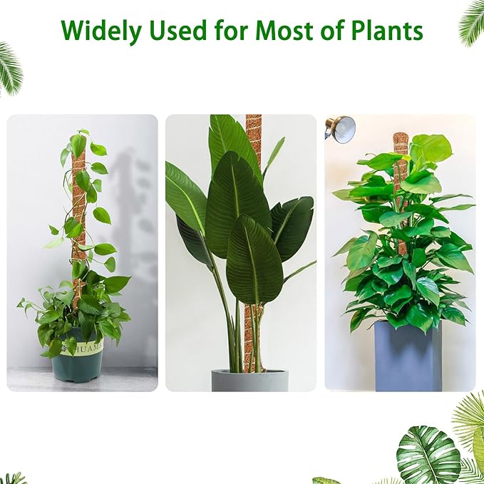 3 Pack Moss Pole, 26.8-Inch Moss Poles for Plants Monstera, Bendable Plant Support Stakes for Climbing Plants Indoor, Garden Trellis Plant Stick for Potted Plants, Pothos Philodendron
