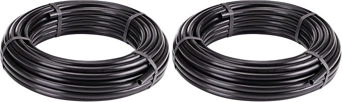 Raindrip 052010P 1/2 in. Drip Irrigation Supply Tubing, 100 ft., for Emitters, Irrigation Parts, and Drip Systems,Black Polythyrene (Pack of 2)