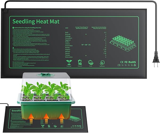 Pawfly 20 W Seedling Heat Mat Waterproof Plant Heating Mat 20.5 x 10 Inch Heat Mat for Plants Heating Pad for Seed Starting Indoor Gardening Greenhouse Germination Breeding Brewing & Reptiles