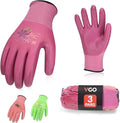 Vgo... 3Pairs Ladies' Nitrile Coating Gardening and Work Gloves (Size L, Green & Pink & Purple, NT2110)