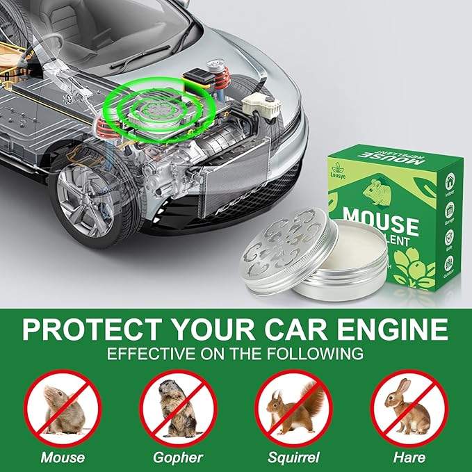 Rodent Repellent for Car Engines,2 Pack Mouse Repellent Peppermint Oil - Keep Mice Out of Car,Garage & Home, Safe for Humans and Pets