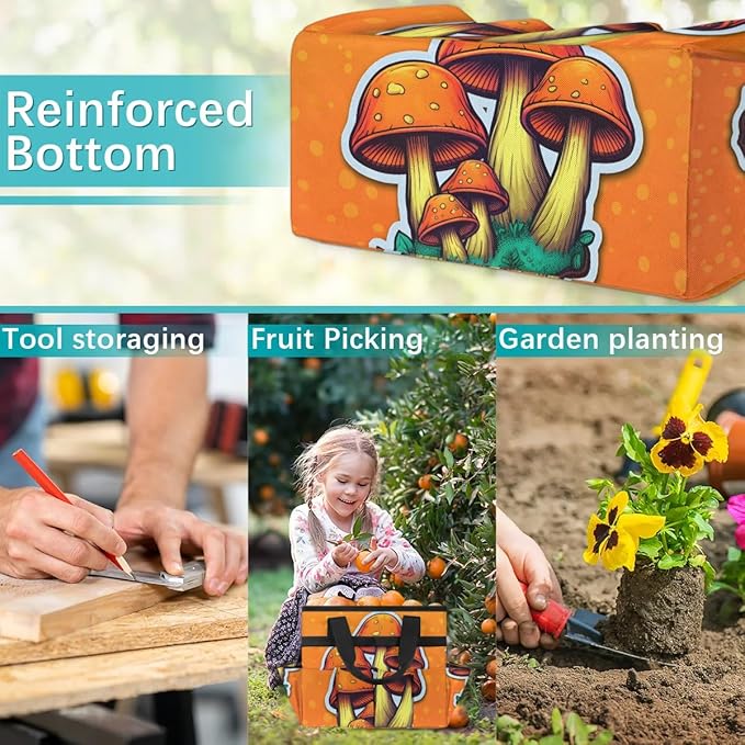Garden Tool Bag Organizer Garden Tote Bag with Pockets Abstract Mushroom Tool Storage Organizer Gardening Tool Kit Holder 13" x 6.8" x 2.8"
