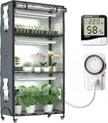 Indoor Greenhouse with Grow Light, 4-Tier Enclosed Plant Stand for Year-Round Indoor Gardening, 600D Oxford Cloth Cover, 6 Sets 3-Color Grow Light, Timer Plug & Hygrometer, 36" Wx 14" D x 63" H