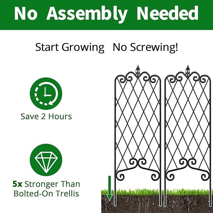AMAGABELI GARDEN & HOME 4 Pack 60” x 18” Garden Trellis for Climbing Plants Outdoor Garden Fencing Decorative Plant Trellis Vegetables and Rose Trellis for Ivy Cucumbers Black