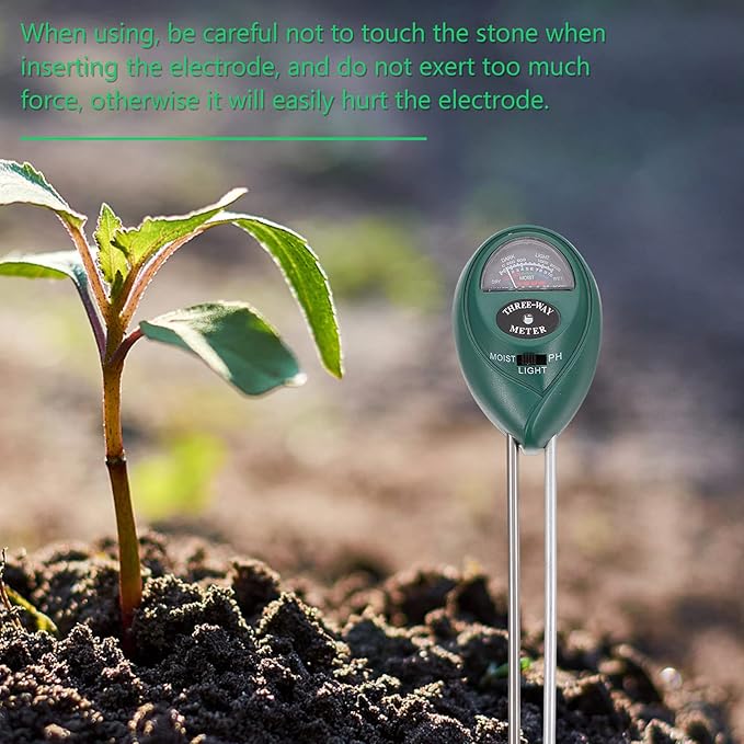 TEHAUX Soil Tester Soil Moisture Ph Light Checker Gardening Tool for Fruits Flowers Vegetables Shrubs No Batteries Required