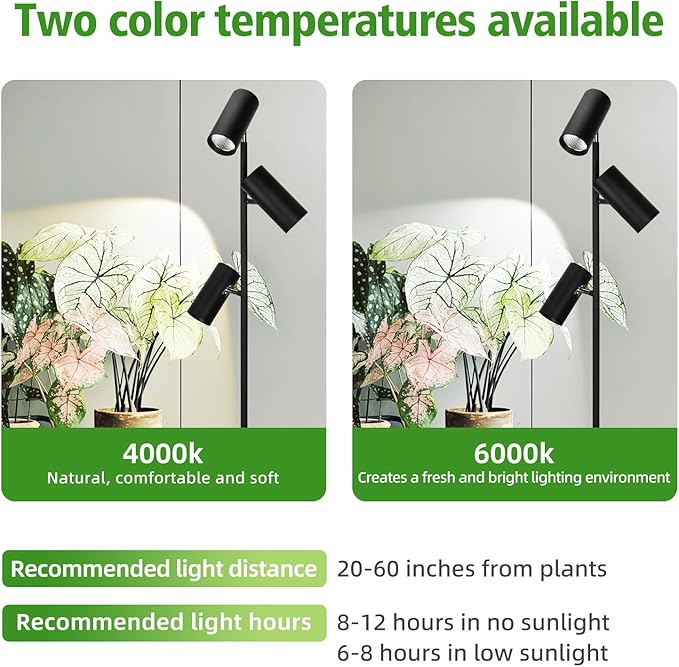 90W Dimmable Grow Light, Full Spectrum COB LED Triple-Head Floor Lamp with High CRI, 6/8/12H Timer, Adjustable Height (43"-83") & Angle – Standing Grow Lights for Indoor Plants (daylight 6000K)