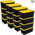 Sterilite 16-Pack Industrial Tote, Plastic Storage Container Bins with Lids, 38 Gallon - Heavy-Duty Organizing Containers for Closet, Bathroom, and Office