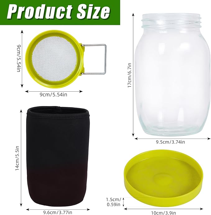 Sprouting Kit Sprouts Growing Kit 34oz Wide Mouth Seed Sprouting Jar Germination Kit 304 Stainless Screen Lid and Stand Blackout Sleeve Tray for Growing Bean Alfalfa Sprout Seeds