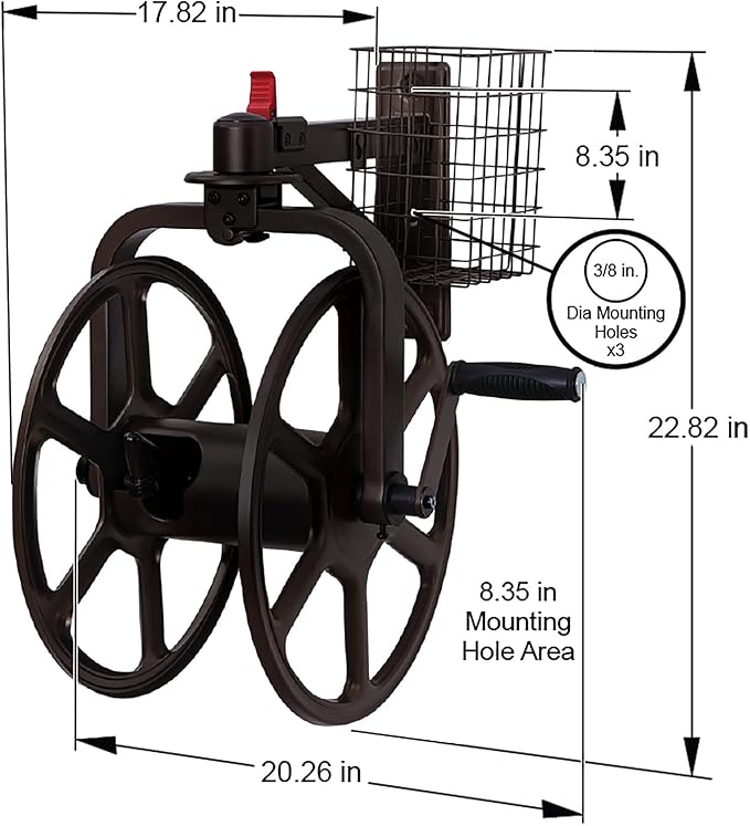 Liberty Garden Single Arm Navigator Hose Reel with Pull Up Latch, Black