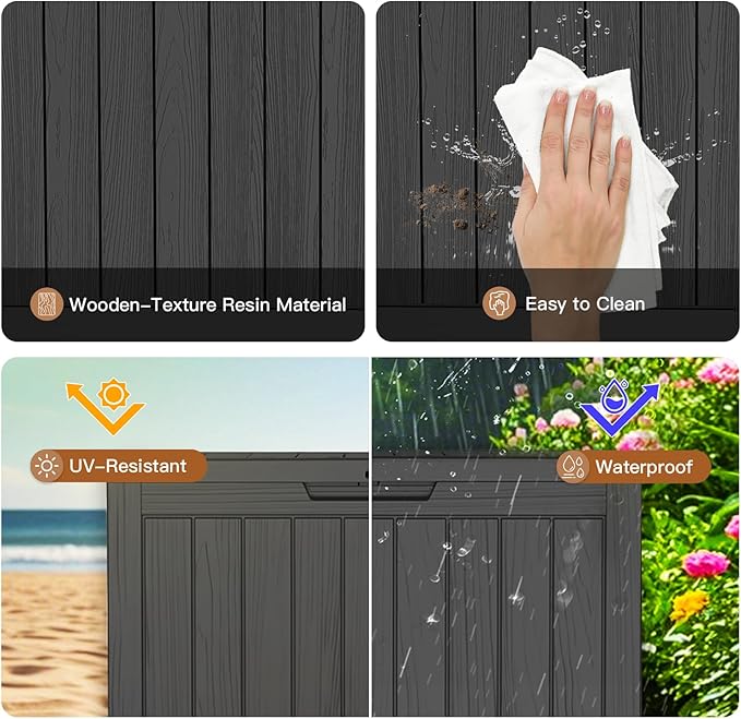 Outdoor Storage Box, 50 Gallon Waterproof Deck Storage Box, Lockable Patio Storage Bins for Package Delivery, Porch, Garden Tool, Cushions, Anti-Theft Weatherproof & UV-Resistant Parcel Drop Box