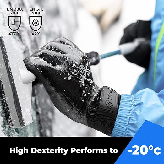 Waterproof Gloves for Men and Women, Freezer Gloves with Grip, Double Nitrile Dipped for Extreme Oil Repellent, for Construction, Mechanics, Mining, Plumbing, Black, Medium