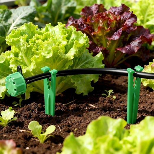 100 Pieces 1/4 Inch Drip Irrigation Support Stakes, 5.6-Inch Long Plastic 1/4'' Heavy-Duty Tubing Holder Stakes for Irrigation Hose/Emitter Support Garden Greenhouse Drip Supplies (Green)