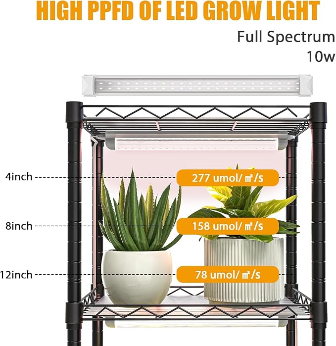 Indoor Greenhouse with Grow Lights,with 40W Full Spectrum Growing Lamps for Seed Starting , 5 Tier 15.7" L×11.8" W×62.3" H Mini Greenhouse，Grow Light Shelf with Tent and Thermometer