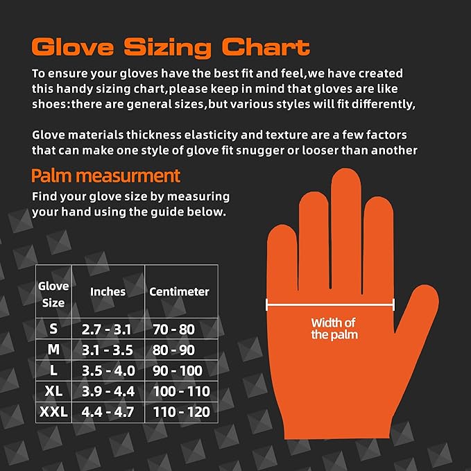 TREEGO 10 Mil Nitrile Gloves Disposable Orange Gloves - Heavy Duty Rubber Mechanic Gloves with Double Diamond Grip, Latex Free Industrial Work Gloves for Tools & Garage, 50 Count Medium