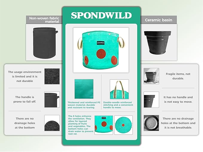 7 Pack 30 Gallon Grow Bags Heavy Duty 180G Thickened PE Plant Pots with 8 Breathable Holes Design