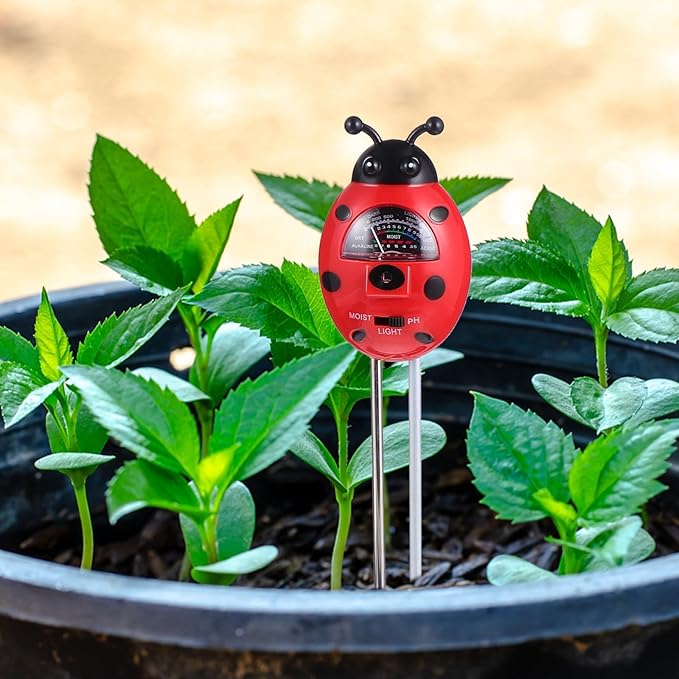 FRCOLOR 3-in-1 Ladybug Soil Tester Garden Tool with Ph Moisture and Light Measurement for Outdoor Plant Care Gardening Supply