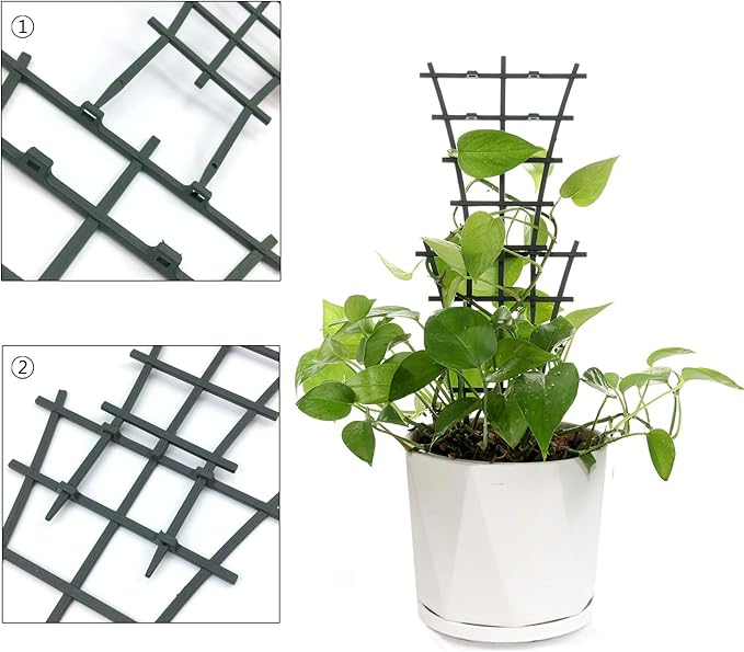 Feitore Mini Plant Trellis Garden Trellis for Climbing Plants Outdoor Plastic Superimposed Potted Plant Support Flower Supports (4 Pcs)