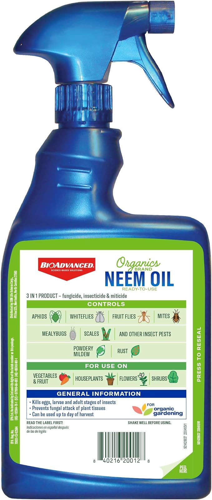 BioAdvanced Organics Brand Neem Oil, Ready-to-Use, 24 oz