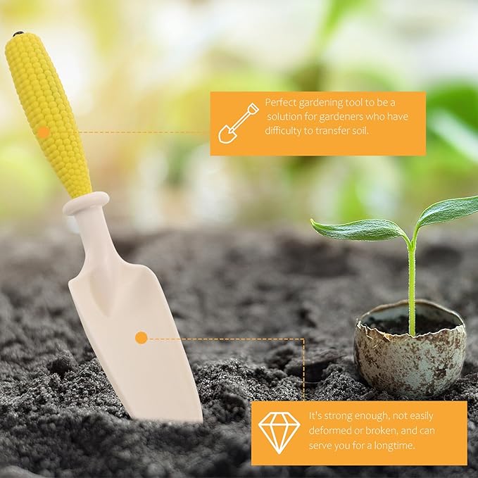Garden Shovel and Rake Hand Tool Set for Flower Planting, Small Plastic Gardening Trowel with Cultivator, 3pcs Kit for Soil Digging and Plant Care