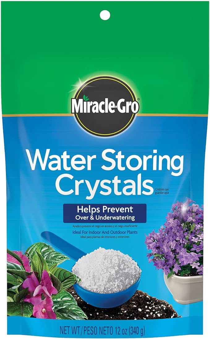 Miracle-Gro Water Storing Crystals - Soil Moisture Retention Crystals for Indoor and Outdoor Plants - 12 oz.