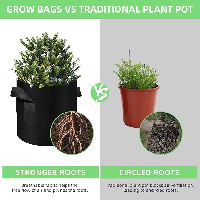 300 Pack 5 Gallon Grow Bags Garden Plant Grow Bag Aeration Fabric Pots with Handles Nonwoven Cloth Pots Planting Bags Garden Bags for Vegetables Flowers Potatoes (5 Gal)