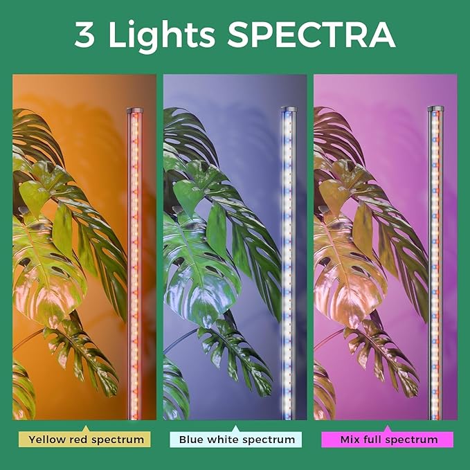 Grow Lights for Indoor Plants with Timer, Full Spectrum Grow Lights with 192 LEDs, Vertical Plant Light, Standing Plant Lamp, 60", 5 Level Dimmable