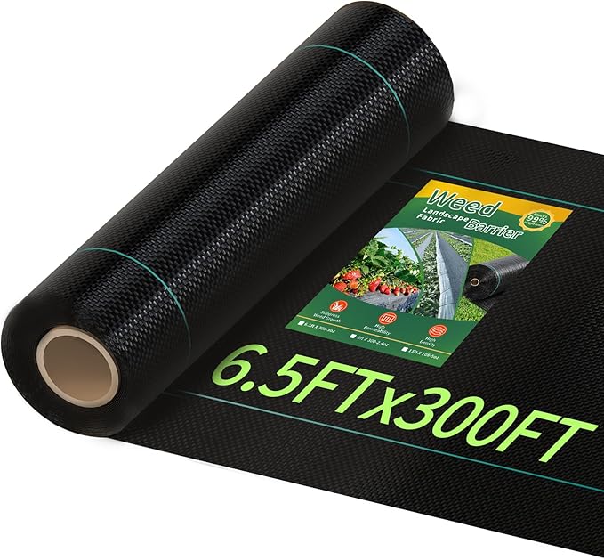 6.5ftx300ft Weed Barrier Landscape Fabric Heavy Duty, Premium 3OZ Garden Geotextile Fabric, Outdoor Weed Blocker Landscaping Fabric, for Driveway Mats, Erosion Control, Ground Cover Weed Barrier