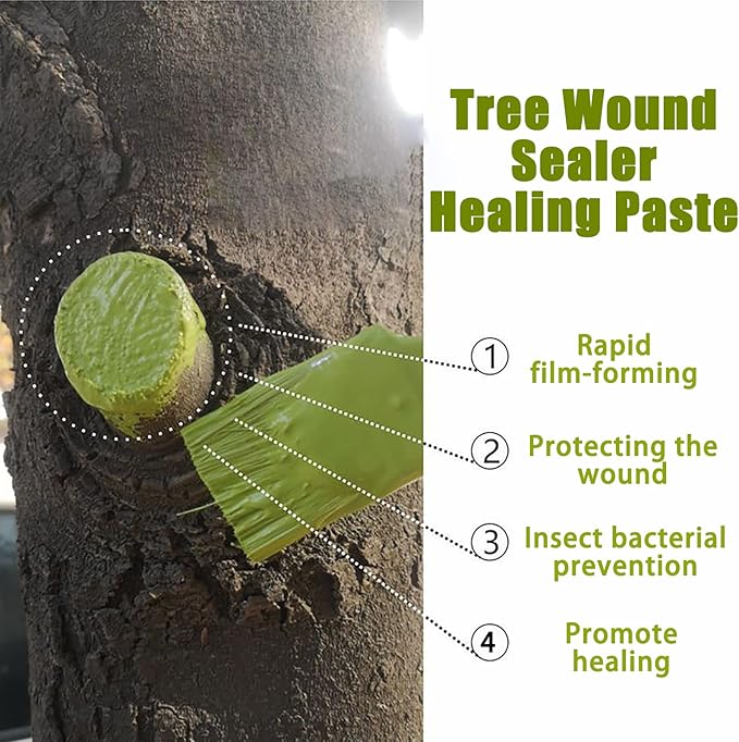 Tree Wound Sealer, Tree Pruning Sealer, Tree Grafting Supplies, Tree Wound Sealer Healing Paste, Bonsai Cut Paste, Pruning Sealer And Tree Wound Dressing for Trees, Shrubs, Roses (3Pcs*100g +3*Brush)