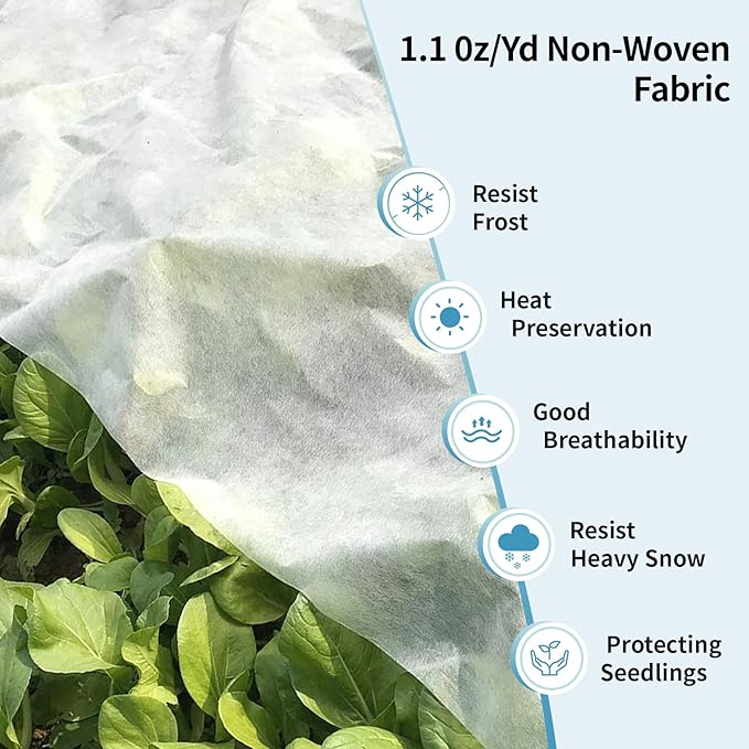 Insoma 1.1oz/yd Plant Covers Freeze Protection,10 * 50ft Floating Row Cover for Garden, Frost Plant Blanket for Winter Frost/Sun Pest Protection