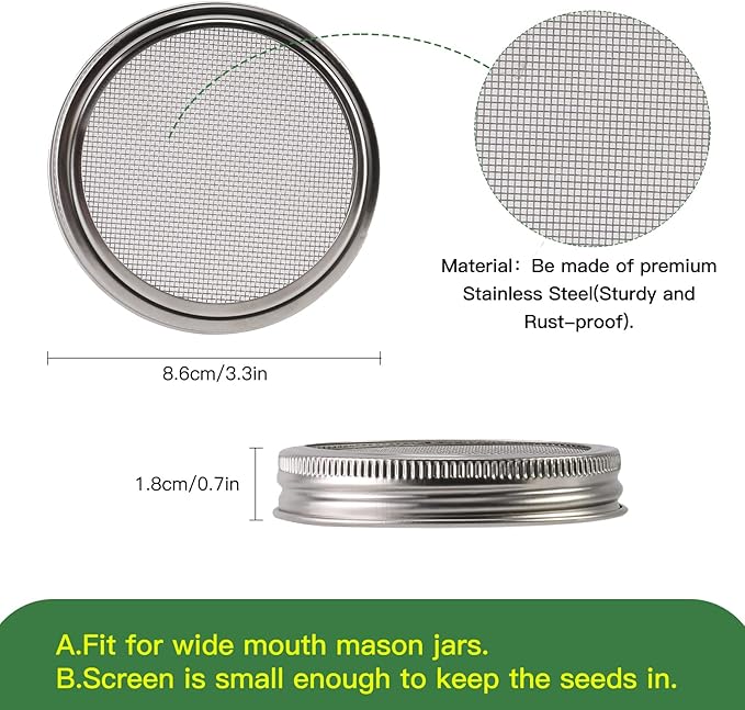 Seed Sprouting Jar Germination Kit Accessories - Blackout Sleeves/Jar Stands/Sprout Lids for Wide Mouth Mason Jar - for Growing Alfalfa, Broccoli, Bean Sprouts, Microgreens (4 Pack)