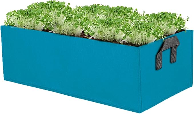 Square Grow Bags, Garden Fabric Planter Container with Handles Bed Flower Vegetables Pots 1MM Thickness Economic Colorful (Blue,19.69x11.81x7.87 Rectang)