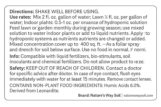 Nature’s Way Soil Liquid Humic & Fulvic Acid Soil Conditioner – Fix Hard Clay Soil, Improve Lawn & Garden Soil Health, Relieve Plant Stress & Nutrient Lockout, Organic Kelp Blend Concentrate