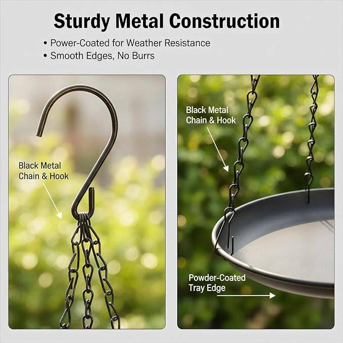 Heavy Duty Metal Hanging Planters for Indoor Plants - Black Plant Hanger with Sturdy Tray & Chains, Modern Boho Wall/Ceiling/Window Mounted Plant Basket (3/S, Three Chains Three Little Trays)