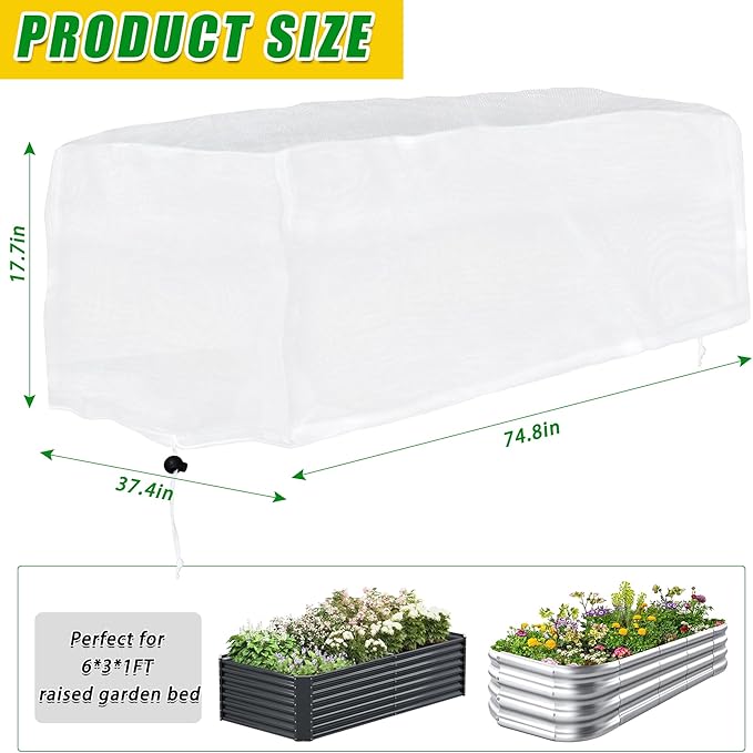 Plant Covers Freeze Protection 6.3 x 3 x 1.5 FT Rectangular Plant Cover for Winter, 2 Pcs Frost Cloth for Outdoor Plants Raised Garden Bed Cover, Winter Frost Blanket with Insulated Liner Drawstring