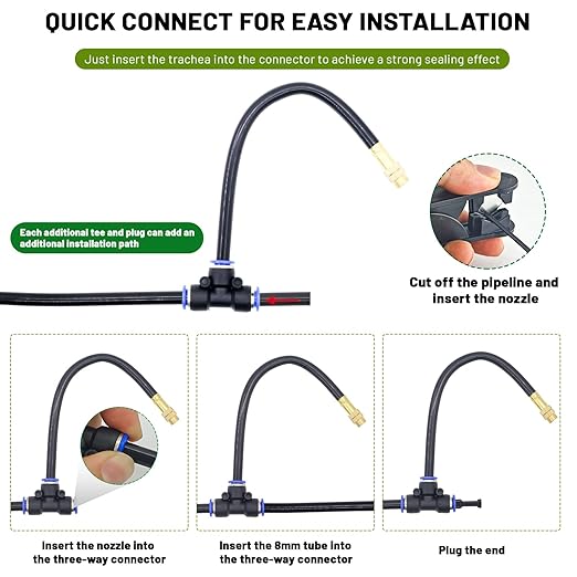 360° Adjustable Drip Irrigation System - 20FT Garden Watering System with 5 Nozzles, Garden Irrigation System, Greenhouse Accessories, Atomizing System for Yard, Lawn, Plants, 5/16 inch Tubing