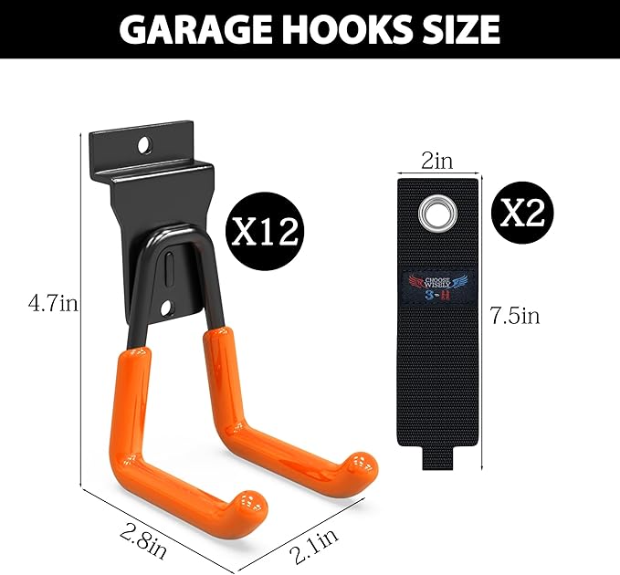 3-H Slat Wall Hooks 12 Pack 4.5 Inch U Shape,Heavy Duty Slot Board Hangers, Slat Wall Display Hooks for Garage Organization Retail Store Garden Tools Storage Panel Accessories (Orange)