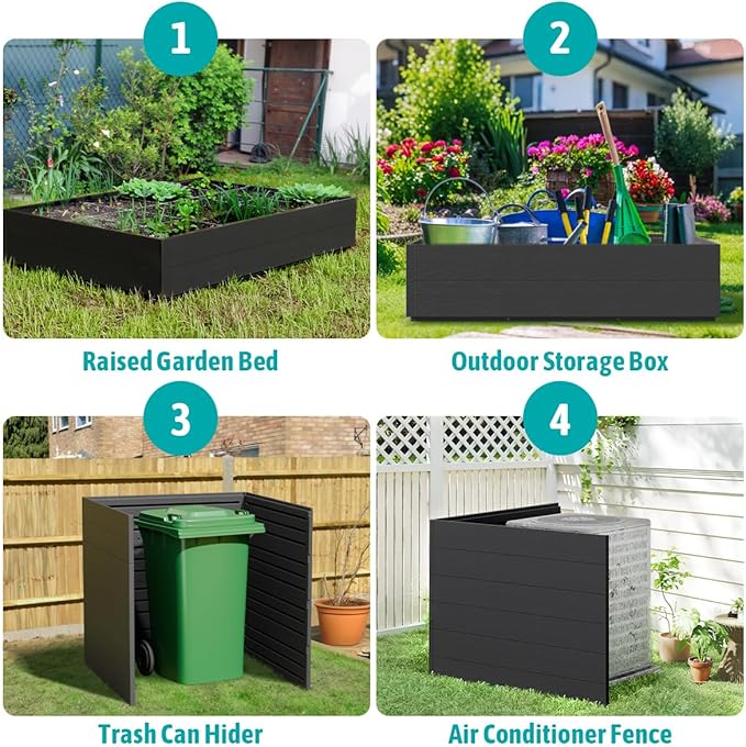 FONTOI 4x4x2ft Raised Garden Beds Outdoor, Divisible Elevated Planter Boxes Outdoor for Planting Plants Vegetables Flowers, 48x48x24 Planter Raised Beds for Gardening with Easy Assembly, Square Black